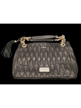 Valentino Milano Black Diamond Quilted Leather & Gold Shoulder Bag FLOOR MODEL !